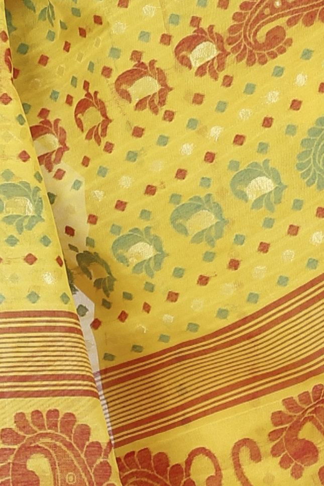 Yellow Pure Cotton Vani Jamdani Saree (1108)
